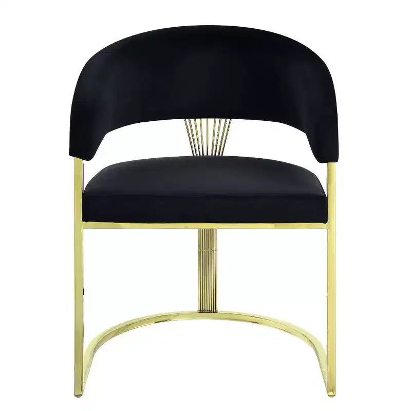 20" Fallon Accent Chair Black Velvet/Mirrored Gold - Acme Furniture: No Assembly, Stainless Steel Frame