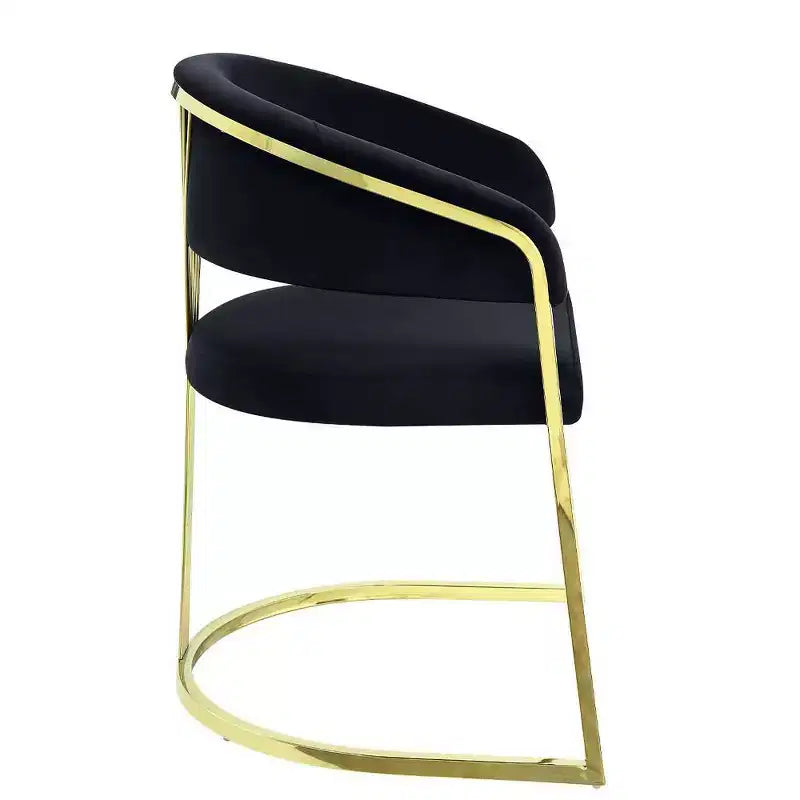 20" Fallon Accent Chair Black Velvet/Mirrored Gold - Acme Furniture: No Assembly, Stainless Steel Frame