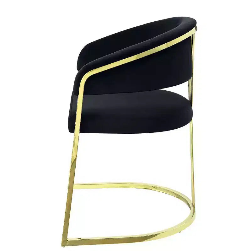 20" Fallon Accent Chair Black Velvet/Mirrored Gold - Acme Furniture: No Assembly, Stainless Steel Frame