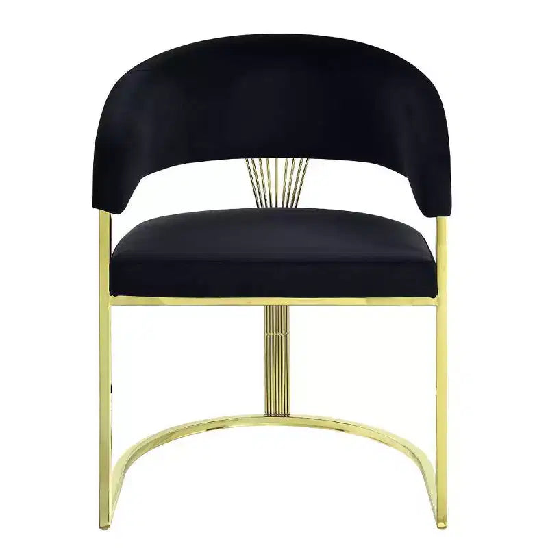 20" Fallon Accent Chair Black Velvet/Mirrored Gold - Acme Furniture: No Assembly, Stainless Steel Frame