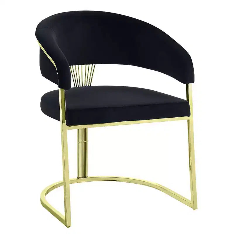 20" Fallon Accent Chair Black Velvet/Mirrored Gold - Acme Furniture: No Assembly, Stainless Steel Frame