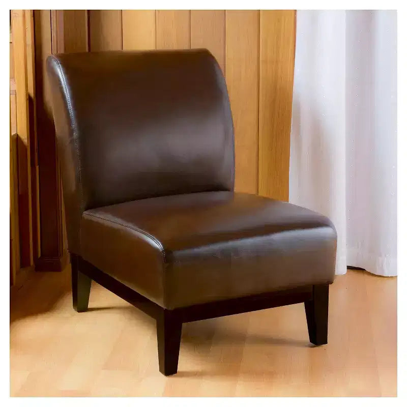 Darcy Slipper Chair Brown - Christopher Knight Home: Upholstered, Hardwood Frame, Spot Clean, 250lbs Capacity