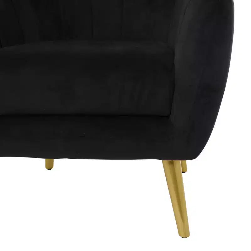 Fauteuil d'appoint contemporain en polyester noir Olivia & May 32 po x 30 po : Aucun assemblage requis, fini texturé, cadre en bois franc