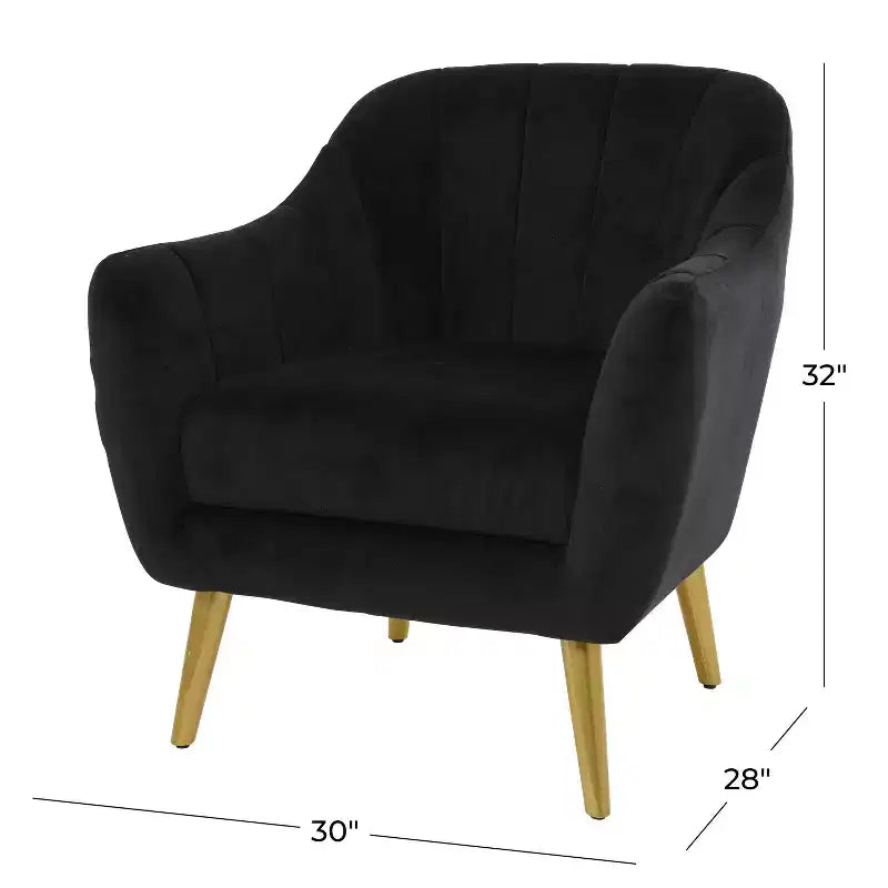 Fauteuil d'appoint contemporain en polyester noir Olivia & May 32 po x 30 po : Aucun assemblage requis, fini texturé, cadre en bois franc