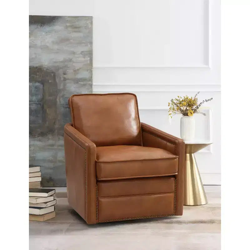 30" Rocha Swivel Accent Chair: No Assembly, Tufted - Acme Furniture