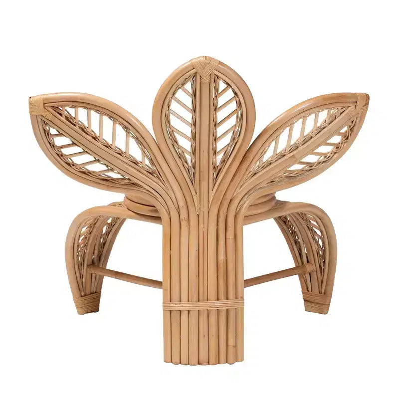 bali & pari Fauteuil d'appoint en rotin naturel Gresham Blanc/Marron naturel : Fait main, Rembourré de mousse, Aucun assemblage requis