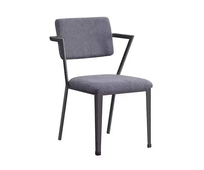 Acme Furniture 24" Cargo Fabric Chair Gray/Gunmetal: Linen Upholstery, Metal Frame, Tufted Design