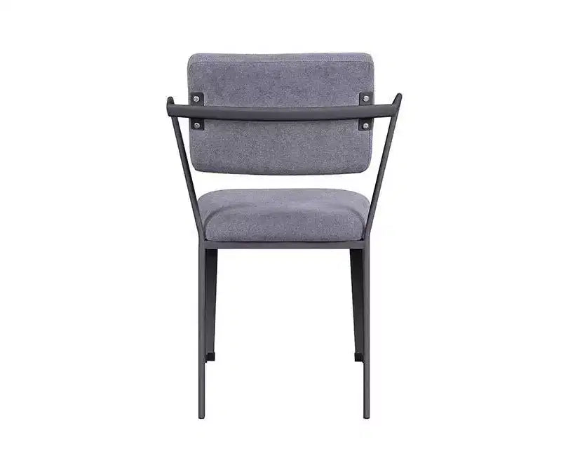 Acme Furniture 24" Cargo Fabric Chair Gray/Gunmetal: Linen Upholstery, Metal Frame, Tufted Design