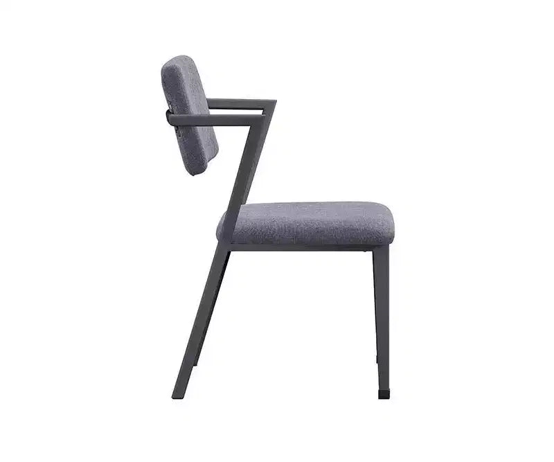 Acme Furniture 24" Cargo Fabric Chair Gray/Gunmetal: Linen Upholstery, Metal Frame, Tufted Design