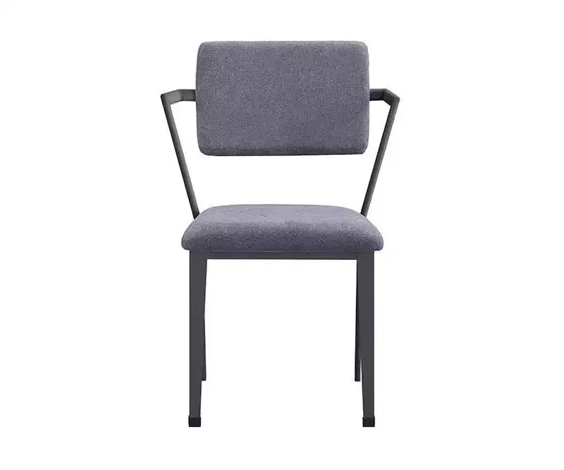 Acme Furniture 24" Cargo Fabric Chair Gray/Gunmetal: Linen Upholstery, Metal Frame, Tufted Design