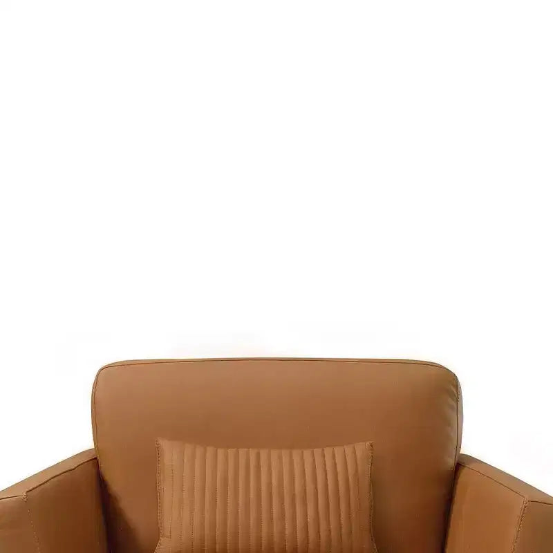 40" Tussio Accent Chair Saddle Tan Leather - Acme Furniture: Italian-Made, Bolster Cushions, Metal Legs, No Assembly Required