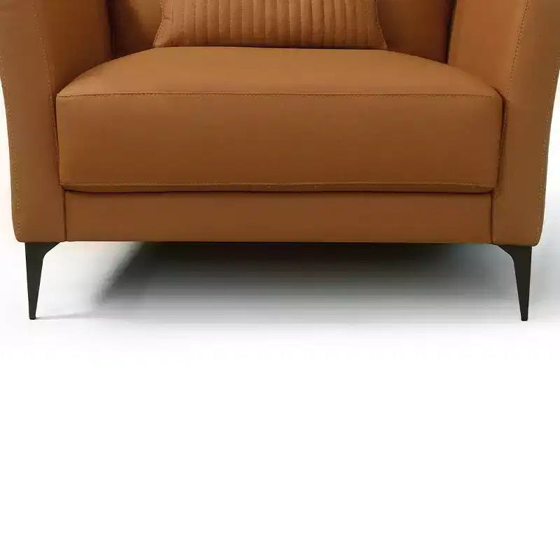 40" Tussio Accent Chair Saddle Tan Leather - Acme Furniture: Italian-Made, Bolster Cushions, Metal Legs, No Assembly Required