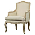 Upholstered Chair Buff Beige - Baxton Studio: Traditional French Accent, Mindi-Wood Frame, Linen Foam Cushion, No Assembly Required