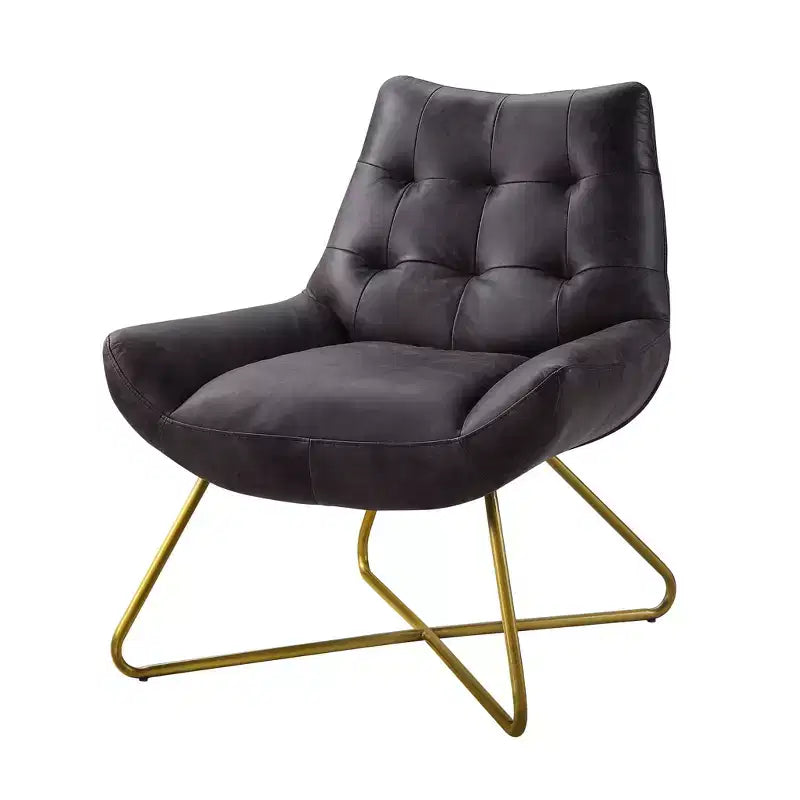 31" Dhalsim Accent Chair Antique BlackTop Grain Leather - Acme Furniture