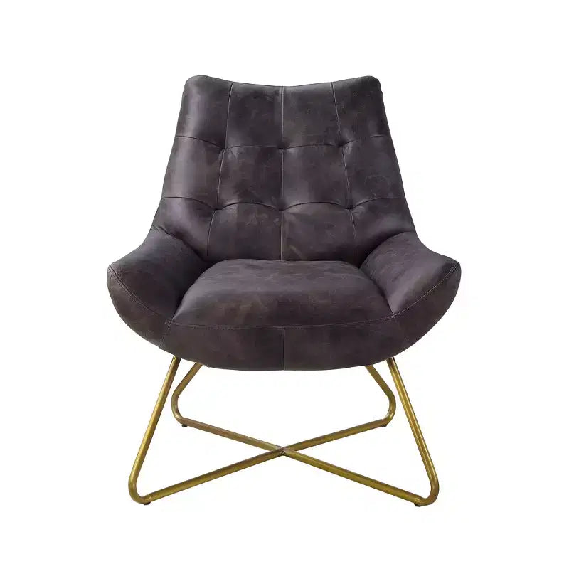 31" Dhalsim Accent Chair Antique BlackTop Grain Leather - Acme Furniture