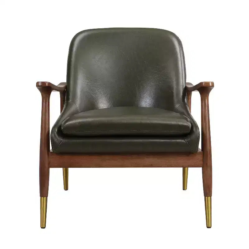 Christopher Knight Home Bella Modern Faux Leather and Wood Accent Chair Wasabi Green