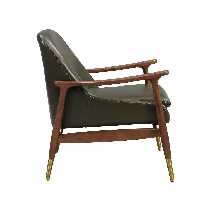 Christopher Knight Home Bella Modern Faux Leather and Wood Accent Chair Wasabi Green