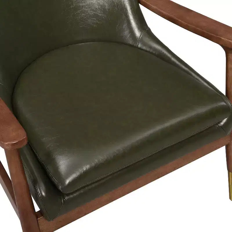 Christopher Knight Home Bella Modern Faux Leather and Wood Accent Chair Wasabi Green