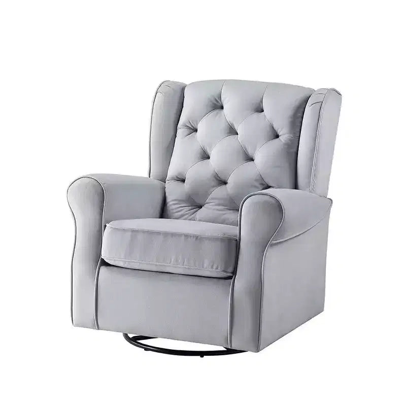 Zeger 35" Accent Chairs Gray Fabric - Acme Furniture: Swivel, Cotton, Wood & Metal Frame