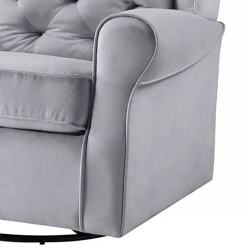 Zeger 35" Accent Chairs Gray Fabric - Acme Furniture: Swivel, Cotton, Wood & Metal Frame