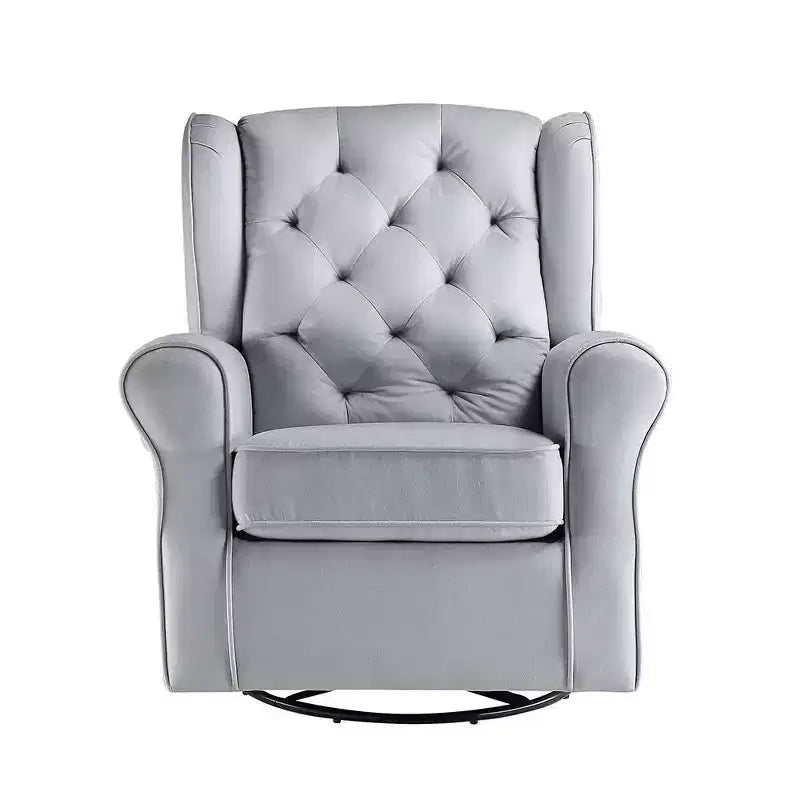Zeger 35" Accent Chairs Gray Fabric - Acme Furniture: Swivel, Cotton, Wood & Metal Frame