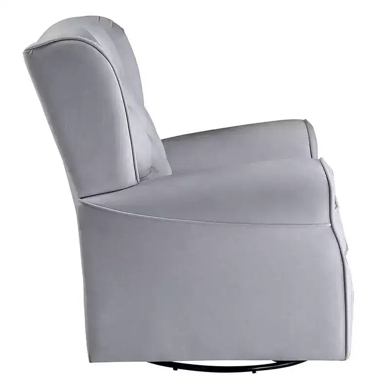 Zeger 35" Accent Chairs Gray Fabric - Acme Furniture: Swivel, Cotton, Wood & Metal Frame