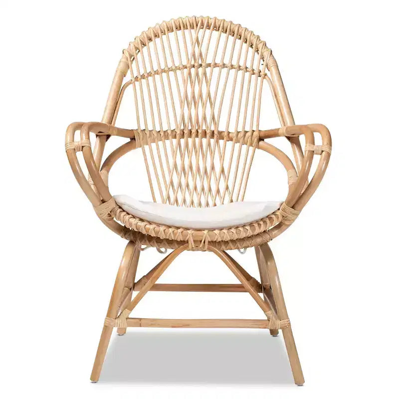 Jayden Fabric Upholstered and Rattan Accent Chair White/Natural - bali & pari
