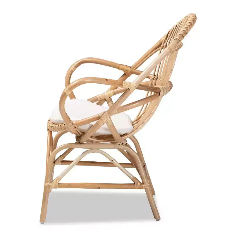 Jayden Fabric Upholstered and Rattan Accent Chair White/Natural - bali & pari