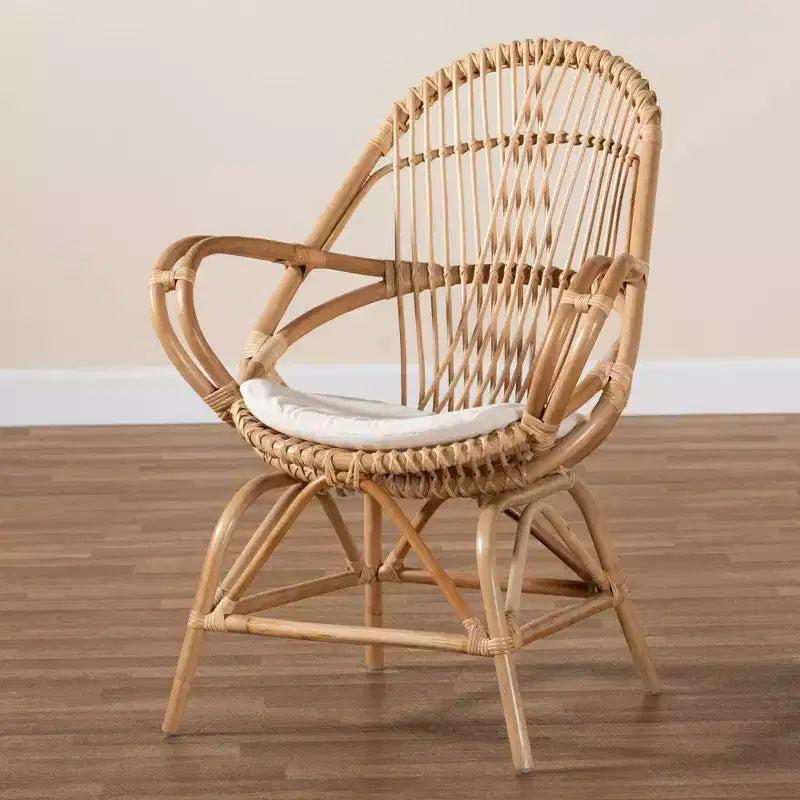 Jayden Fabric Upholstered and Rattan Accent Chair White/Natural - bali & pari