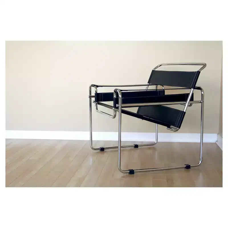 Fauteuil d'appoint Jericho Leather noir - Baxton Studio : revêtement en similicuir, cadre en acier, aucun assemblage requis