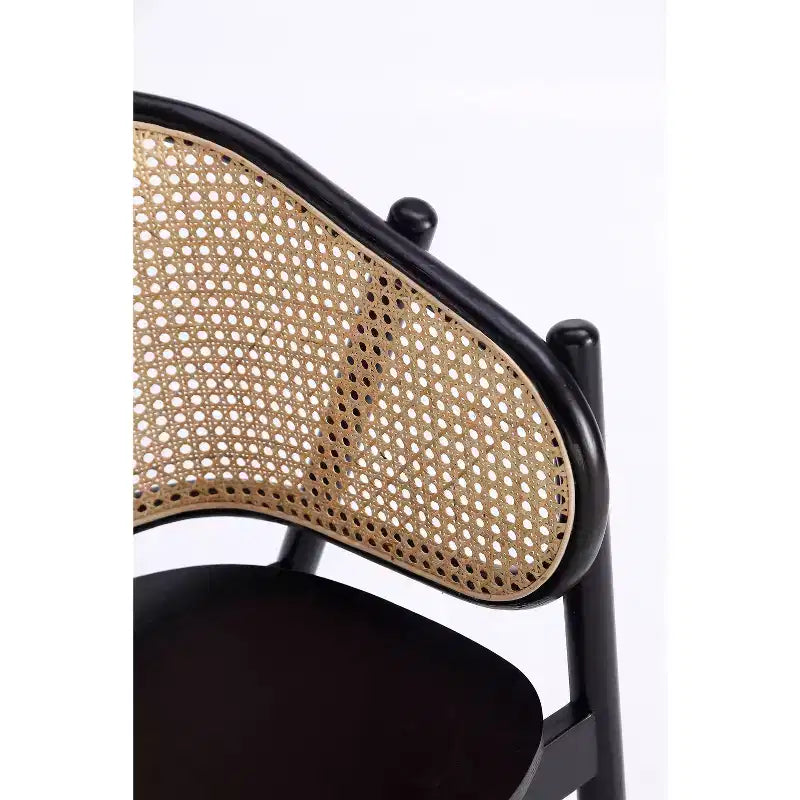 Lot de 2 fauteuils Versailles en bois noir/rotin naturel - Manhattan Comfort : Structure en frêne massif, aucun assemblage requis