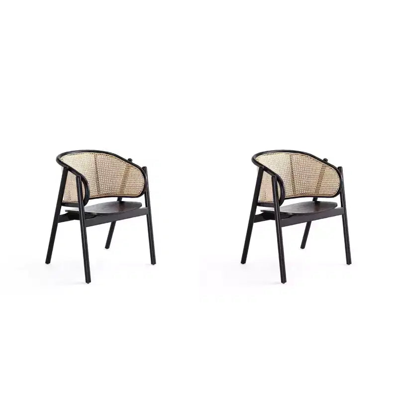 Lot de 2 fauteuils Versailles en bois noir/rotin naturel - Manhattan Comfort : Structure en frêne massif, aucun assemblage requis