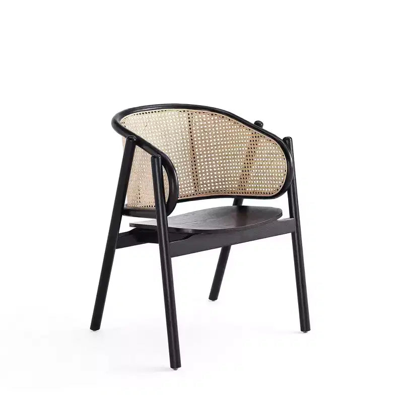 Lot de 2 fauteuils Versailles en bois noir/rotin naturel - Manhattan Comfort : Structure en frêne massif, aucun assemblage requis