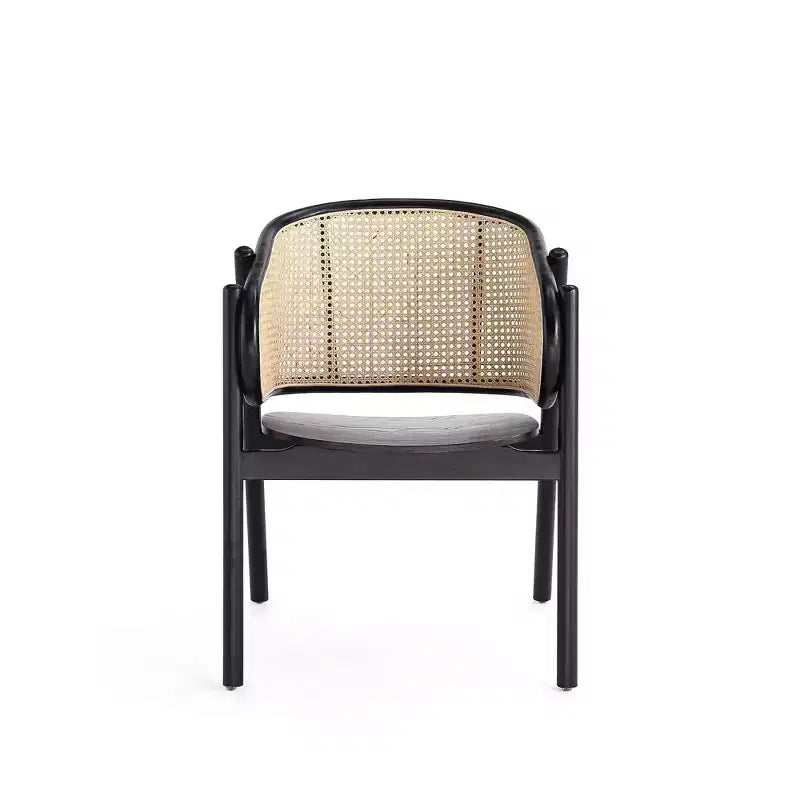 Lot de 2 fauteuils Versailles en bois noir/rotin naturel - Manhattan Comfort : Structure en frêne massif, aucun assemblage requis
