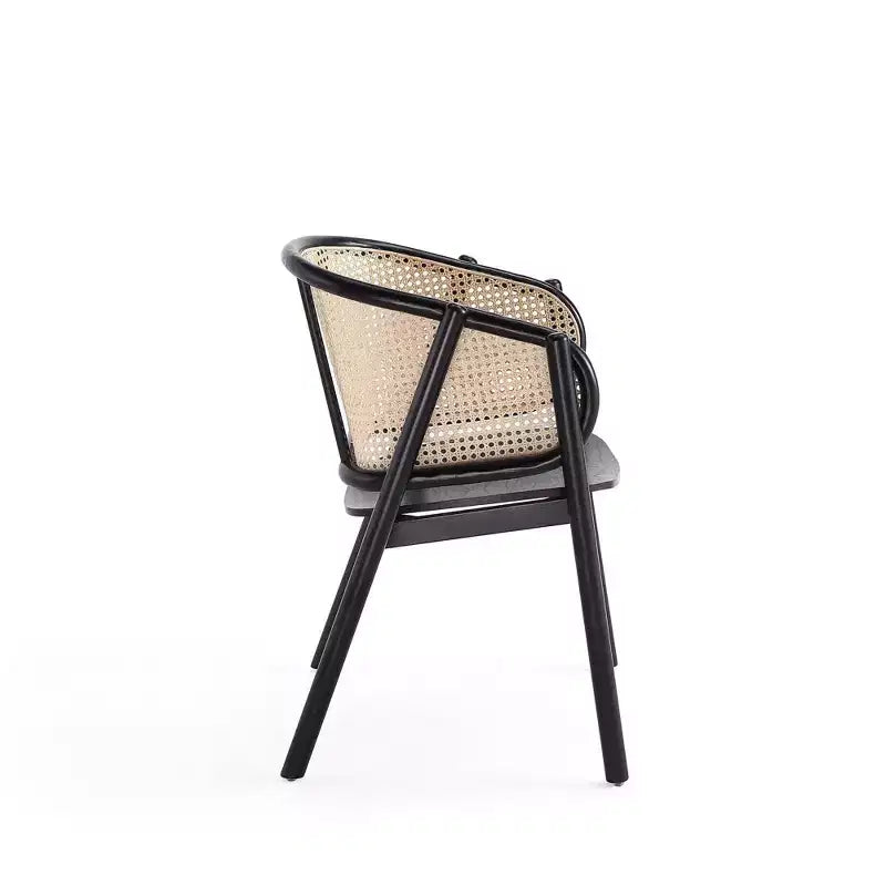 Lot de 2 fauteuils Versailles en bois noir/rotin naturel - Manhattan Comfort : Structure en frêne massif, aucun assemblage requis