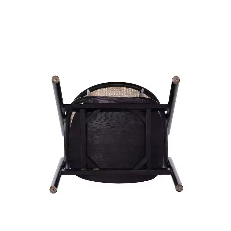 Lot de 2 fauteuils Versailles en bois noir/rotin naturel - Manhattan Comfort : Structure en frêne massif, aucun assemblage requis