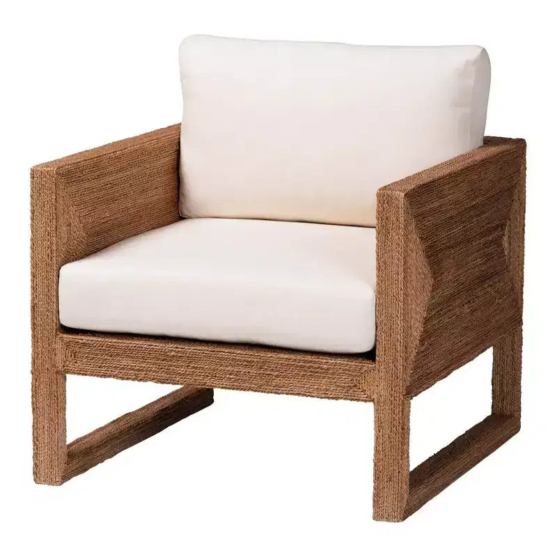 bali & pari Helina Seagrass and Acacia Wood Arm Chair Bleached Light Brown