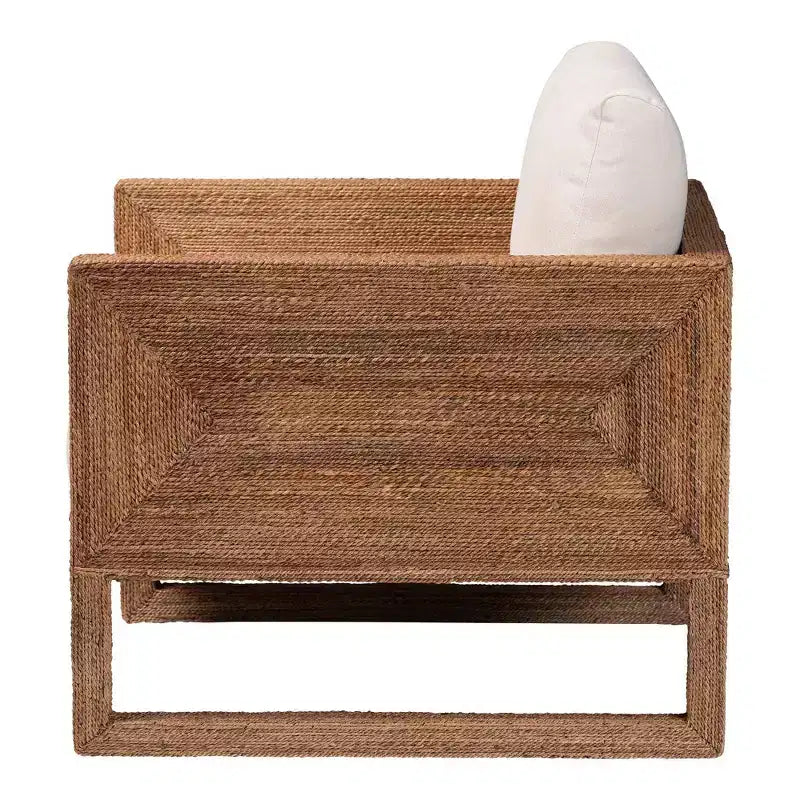 bali & pari Helina Seagrass and Acacia Wood Arm Chair Bleached Light Brown