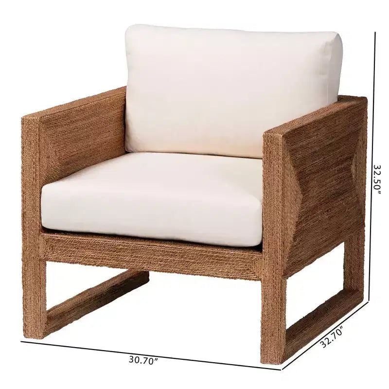 bali & pari Helina Seagrass and Acacia Wood Arm Chair Bleached Light Brown