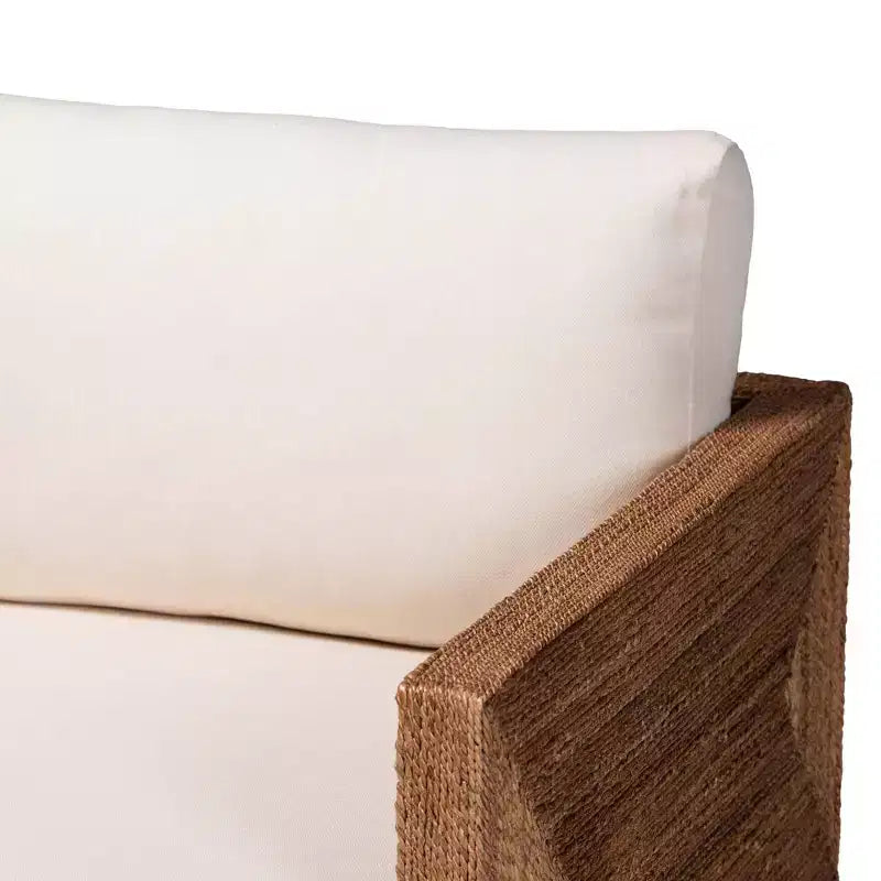 bali & pari Helina Seagrass and Acacia Wood Arm Chair Bleached Light Brown