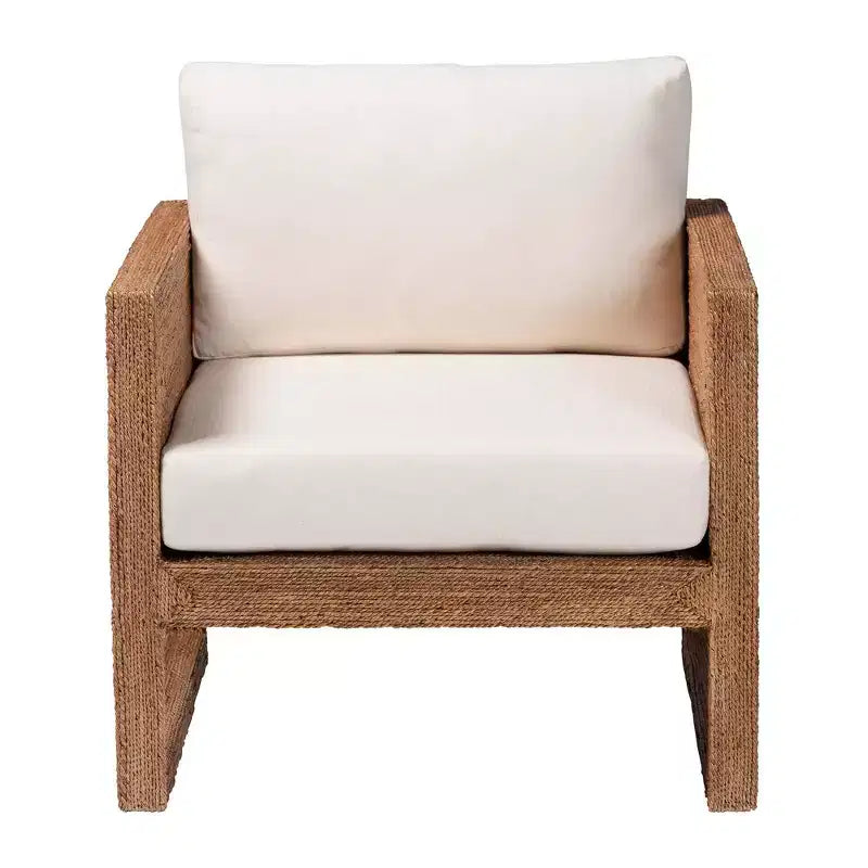 bali & pari Helina Seagrass and Acacia Wood Arm Chair Bleached Light Brown