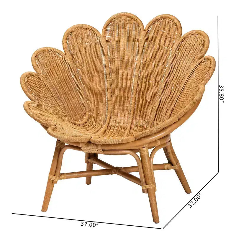 bali & pari Fauteuil d'appoint fleur en rotin Blossom miel
