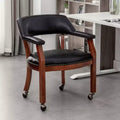 Breighton Home Take a Seat Dillon Armchair with Wheels in Black Vegan Leather