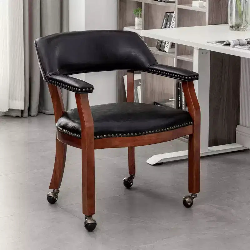 Breighton Home Take a Seat Dillon Armchair with Wheels in Black Vegan Leather