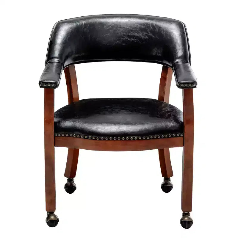 Fauteuil Dillon avec roulettes en cuir végétalien noir Breighton Home Take a Seat