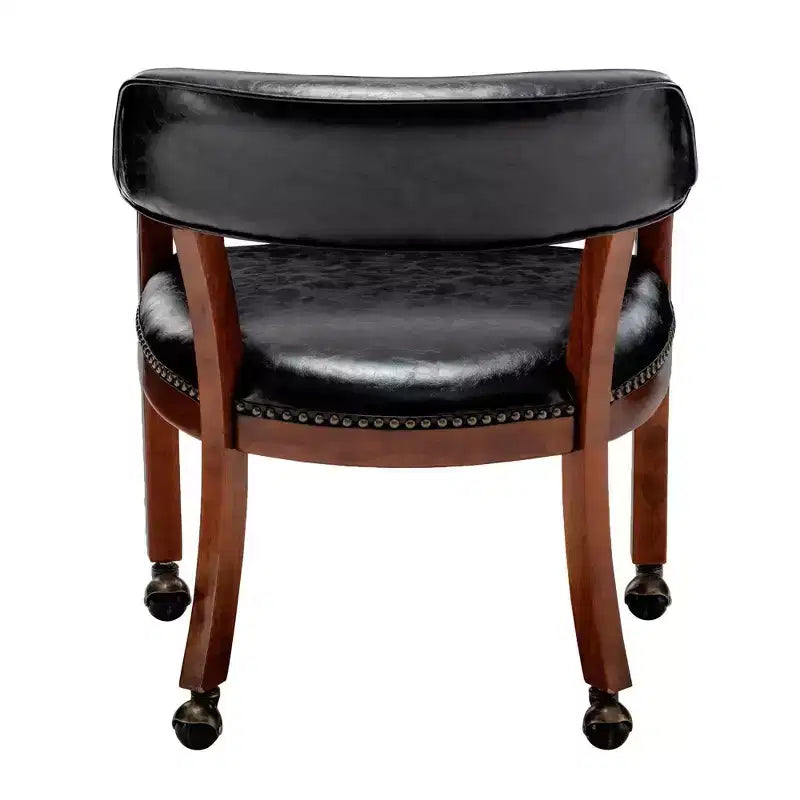 Fauteuil Dillon avec roulettes en cuir végétalien noir Breighton Home Take a Seat