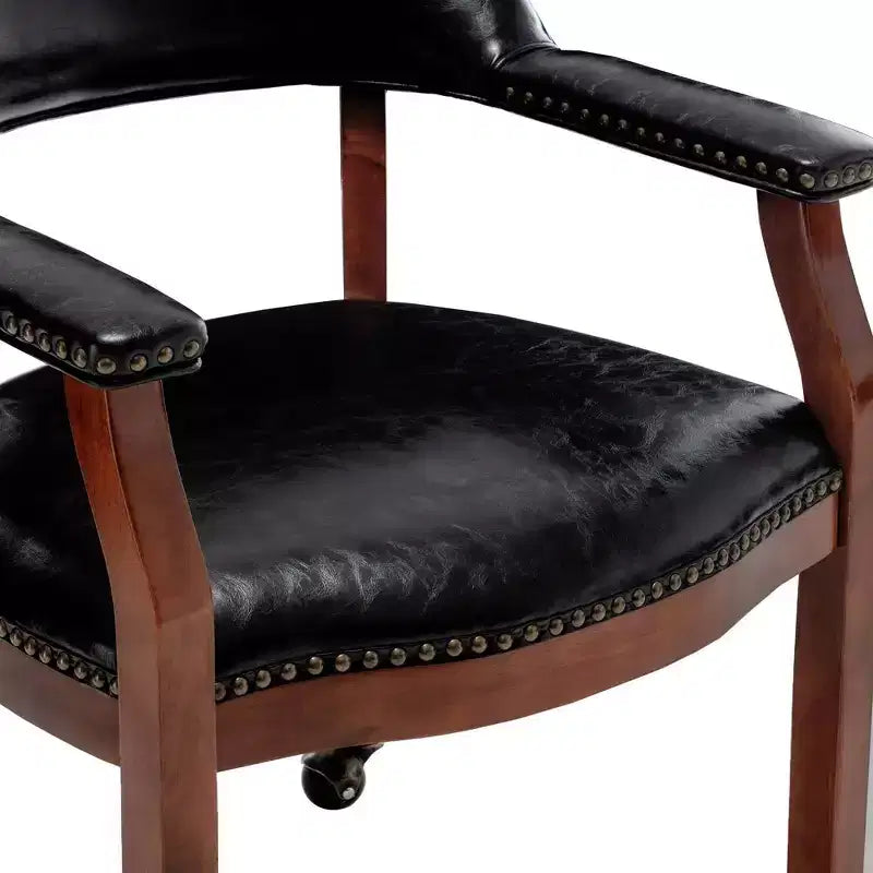 Fauteuil Dillon avec roulettes en cuir végétalien noir Breighton Home Take a Seat