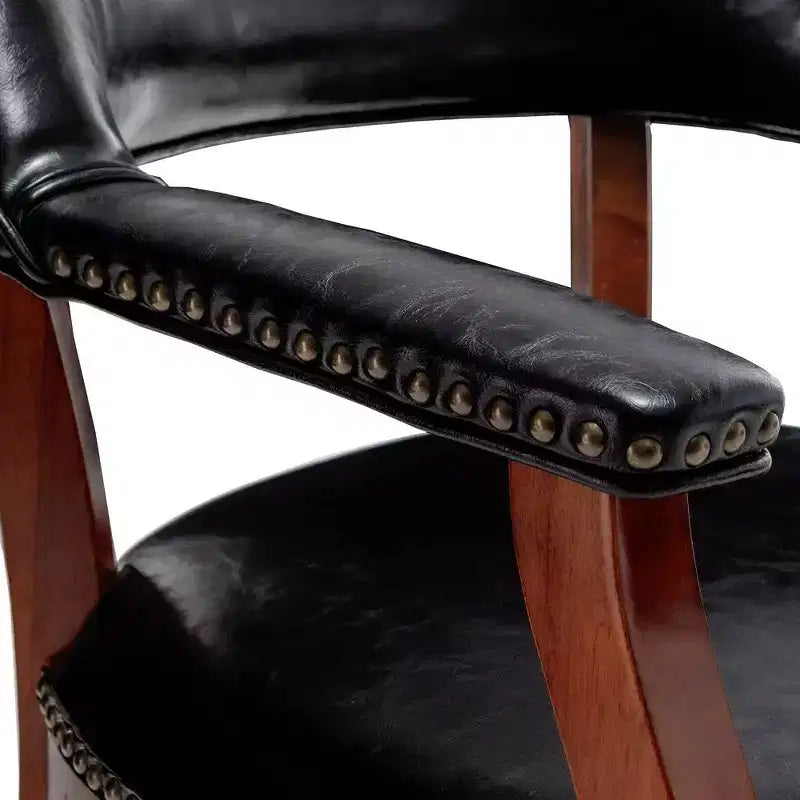 Fauteuil Dillon avec roulettes en cuir végétalien noir Breighton Home Take a Seat