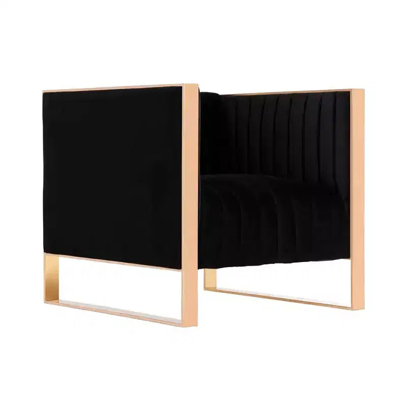 Lot de 2 fauteuils d'appoint en velours Trillium noir – Manhattan Comfort : Finition dorée, aucun assemblage requis