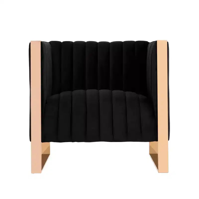 Lot de 2 fauteuils d'appoint en velours Trillium noir – Manhattan Comfort : Finition dorée, aucun assemblage requis